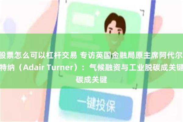 股票怎么可以杠杆交易 专访英国金融局原主席阿代尔·特纳（Adair Turner