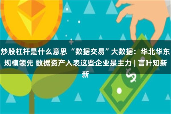 炒股杠杆是什么意思 “数据交易”大数据：华北华东规模领先 数据资产入表这些企业是