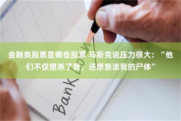 金融类股票是哪些股票 马斯克说压力很大：“他们不仅想杀了我，还想亵渎我的尸体”